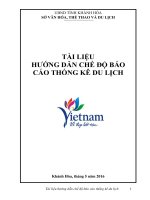 TÀI LIỆU HƢỚNG DẪN CHẾ ĐỘ BÁO CÁO THỐNG KÊ DU LỊCH