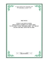 HỘI THẢO NÂNG CAO CHẤT LƢỢNG HOẠT ĐỘNG NGHIÊN CỨU KHOA HỌC VÀ TỔ CHỨC CUỘC THI KHOA HỌC - KỸ THUẬT DÀNH CHO HỌC SINH TRUNG HỌC