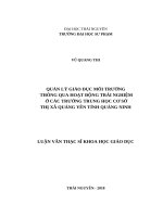 Quản lý giáo dục môi trường thông qua hoạt động trải nghiệm ở các trường trung học cơ sở thị xã quảng yên tỉnh quảng ninh 