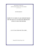     NGHIÊN CỨU TÁC ĐỘNG CỦA QUÁ TRÌNH ĐÔ THỊ HÓA   ĐẾN VIỆC QUẢN LÝ VÀ SỬ DỤNG ĐẤT TRÊN ĐỊA BÀN   HUYỆN CỦ CHI, TP. HỒ CHÍ MINH     