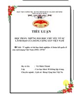 TIỂU LUẬN HỌC PHẦN: NHỮNG BÀI HỌC CHỦ YẾU VỀ SỰ LÃNH ĐẠO CỦA ĐẢNG CỘNG SẢN VIỆT NAM