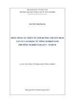   PHÂN TÍCH CÁC NHÂN T NH HƯNG CHUYN DCH   CƠ CU LAO ðNG T NÔNG NGHI P SANG   PHI NÔNG NGHI P  QUN 9 – TP.HCM   