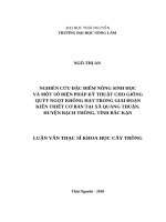 Nghiên cứu đặc điểm nông sinh học và một số biện pháp kỹ thuật cho giống quýt ngọt không hạt trong giai đoạn kiến thiết cơ bản tại xã quang thuận, huyện bạch thông, tỉnh bắc kạn 