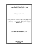   KHẢO SÁT HIỆN TRẠNG TRỒNG VÀ ĐÁNH GIÁ CHẤT LƯỢNG  TRÁI DỪA SÁP (COCOS SP.) TRÊN ĐỊA BÀN HUYỆN CẦU KÈ,  TỈNH TRÀ VINH   