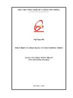 Phát hiện và nhận dạng văn bản trong Video (Luận văn thạc sĩ)