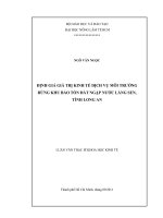   ĐỊNH GIÁ GIÁ TRỊ KINH TẾ DỊCH VỤ MÔI TRƯỜNG  RỪNG KHU BẢO TỒN ĐẤT NGẬP NƯỚC LÁNG SEN,  TỈNH LONG AN   