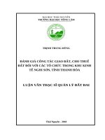 Đánh giá công tác giao đất, cho thuê đất đối với các tổ chức trong khu kinh tế nghi sơn, tỉnh thanh hóa 