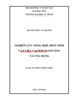 Nghiên cứu tổng hợp, biến tính vật liệu cacbon nano ống và ứng dụng (tt) 