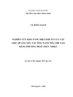 Nghiên cứu khả năng diệt khuẩn của vật liệu quang xúc tác ống nano tio2 chế tạo bằng phương pháp thủy nhiệt 