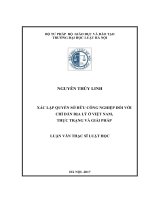 Xác lập quyền sở hữu công nghiệp đối với chỉ dẫn địa lý ở việt nam, thực trạng và giải pháp  