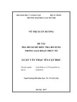 Trả hồ sơ để điều tra bổ sung trong giai đoạn truy tố  