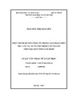 Thực hành quyền công tố trong giai đoạn điều tra các vụ án về tội trộm cắp tài sản trên địa bàn tỉnh nam định