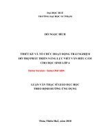 Thiết kế và tổ chức hoạt động trải nghiệm hỗ trợ phát triển năng lực viết văn biểu cảm cho học sinh lớp 4 (tt) 