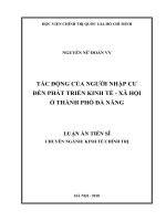 TÁC ĐỘNG CỦA NGƯỜI NHẬP CƯ ĐẾN PHÁT TRIỂN KINH TẾ - XÃ HỘI Ở THÀNH PHỐ ĐÀ NẴNG