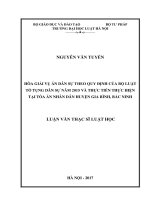 Hòa giải vụ án dân sự theo quy định của bộ luật tố tụng dân sự năm 2015 và thực tiễn thực hiện tại tòa án nhân dân huyện gia bình, bắc ninh  