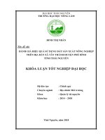 Đánh giá hiệu quả sử dụng đất sản xuất nông nghiệp trên địa bàn xã tân thành   huyện phú bình   tỉnh thái nguyên 