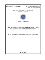 MỘT SỐ PHƢƠNG PHÁP LAI GHÉP TRONG RÚT GỌN THUỘC TÍNH THEO TIẾP CẬN TẬP THÔ MỜ