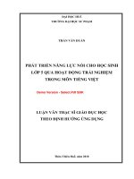 Phát triển năng lực nói cho học sinh lớp 5 qua hoạt động trải nghiệm trong môn tiếng việt (tt) 