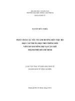 PHÂN TÍCH CÁC YẾU TỐ ẢNH HƯỞNG ĐẾN VIỆC BỎ  HỌC CẤP TRUNG HỌC PHỔ THÔNG ĐỐI   VỚI CON EM NÔNG HỘ TẠI CẦN GIỜ   THÀNH PHỐ HỒ CHÍ MINH   