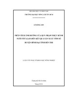   PHÂN TÍCH ẢNH HƯỞNG CỦA QUY PHẠM THỰC HÀNH NUÔI TỐT (GAP) ĐẾN KẾT QUẢ SẢN XUẤT TÔM SÚ  HUYỆN BÌNH ĐẠI TỈNH BẾN TRE 