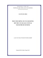 PHÂN TÍCH NHỮNG YẾU TỐ ẢNH HƯỞNG   ĐẾN NHU CẦU RAU QUẢ TƯƠI TẠI   THÀNH PHỐ HỒ CHÍ MINH   