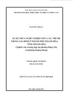 SỰ KẾ THỪA NGHỀ NGHIỆP GIỮA CÁC THẾ HỆ TRONG GIA ĐÌNH Ở THÀNH PHỐ THANH HÓA, TỈNH THANH HÓA