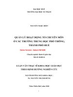 Quản lý hoạt động tổ chuyên môn ở các trường THPT, thành phố huế (tt) 