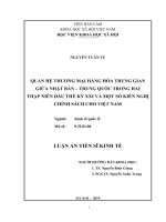 Quan hệ thương mại hàng hóa trung gian giữa nhật bản – trung quốc trong hai thập niên đầu thế kỷ XXI và một số kiến nghị chính sách cho việt nam