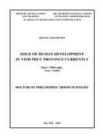 Vấn đề phát triển con người ở tỉnh vĩnh phúc hiện nay tt tiếng anh 