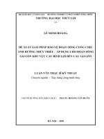 ĐỀ XUẤT GIẢI PHÁP BẢO VỆ ĐOẠN SÔNG CONG CHỊU  ẢNH HƯỞNG THỦY TRIỀU – ÁP DỤNG CHO ĐOẠN SÔNG  SÀI GÒN KHU VỰC CẦU BÌNH LỢI ĐẾN CẦU SÀI GÒN   
