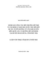 Đánh giá công tác bồi thường hỗ trợ và tái định cư khi nhà nước thu hồi đất dự án tuyến đường từ cầu kim xuyên đến quốc lộ 2 và đường hồ chí minh tại huyện đoan hùng, tỉnh phú thọ 