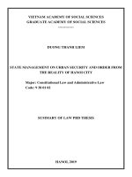 Quản lý nhà nước về an ninh, trật tự đô thị từ thực tiễn địa bàn thành phố hà nội tt tiếng anh 