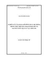   NGHIÊN CỨU ỨNG DỤNG MÔ HÌNH TỐI ƯU HỆ THỐNG   TRONG THỰC HIỆN QUY HOẠCH PHÂN BỔ TÀI  NGUYÊN NƯỚC MẶT LƯU VỰC SÔNG MÃ 