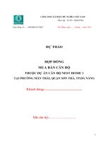 DỰ THẢO HỢP ĐỒNG MUA BÁN CĂN HỘ THUỘC DỰ ÁN CĂN HỘ NEST HOME 1 TẠI PHƯỜNG MÂN THÁI, QUẬN SƠN TRÀ, TP.ĐÀ NẴNG