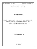 NGHIÊN CỨU GIẢI PHÁP QUẢN LÝ CẢI TẠO PHỤC HỒI MÔI TRƯỜNG NƯỚC THẢI VEN BIỂN--XÃ NGƯ LỘC-HUYỆN HẬU LỘC-TỈNH THANH HÓA