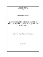 quản lý hoạt động giáo dục pháp luật ở trường trung cấp quân y 1 hiện nay 