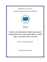 Một số giải pháp hoàn thiện hoạt động marketing mix tại doanh nghiệp tư nhân nhựa lâm thăng đến năm 2022 
