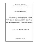 Tác động của thông tin về sự chênh lệch giữa kế toán và thuế đối với việc dự đoán thu nhập trong tương lai của các doanh nghiệp trên địa bàn thành phố hồ chí minh 