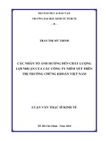Các nhân tố ảnh hưởng đến chất lượng lợi nhuận của các công ty niêm yết trên thị trường chứng khoán việt nam 