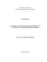 Tác động của thu nhập lên hạnh phúc của người dân tại thành phố hồ chí minh 
