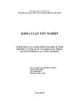 ẢNH HƯỞNG CỦA LƯỢNG PHÂN KALI ĐẾN SỰ SINH TRƯỞNG VÀ NĂNG SUẤT CÂY KHOAI TÂY TRỒNG TẠI THÀNH PHỐ ĐÀ LẠT, TỈNH LÂM ĐỒNG