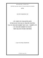 Các nhân tố ảnh hưởng đến áp dụng kế toán quản trị môi trường tại các doanh nghiệp việt nam   nghiên cứu các doanh nghiệp xây dựng trên địa bàn TP HCM 