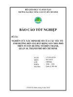 NGHIÊN CỨU XÁC ĐỊNH HỆ SỐ CỦA CÁC YẾU TỐ ẢNH HƯỞNG ĐẾN GIÁ BẤT ĐỘNG SẢN NHÀ PHỐ TRÊN TUYẾN ĐƯỜNG TÔ HIẾN THÀNH, QUẬN 10, THÀNH PHỐ HỒ CHÍ MINH