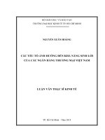 Các yếu tố ảnh hưởng đến khả năng sinh lời của các ngân hàng thương mại việt nam 