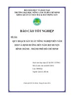 QUY HOẠCH SẢN XUẤT NÔNG NGHIỆP ĐẾN NĂM 2020 VÀ ĐỊNH HƯỚNG ĐẾN NĂM 2025 HUYỆN BÌNH CHÁNH - THÀNH PHÔ HỒ CHÍ MINH