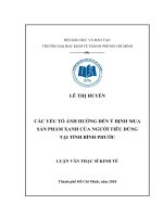 Các yếu tố ảnh hưởng đến ý định mua sản phẩm xanh của người tiêu dùng tại tỉnh bình phước 