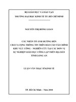 Các nhân tố ảnh hưởng đến chất lượng thông tin trên báo cáo tài chính khu vực công – nghiên cứu tại các đơn vị sự nghiệp giáo dục công lập trên địa bàn tỉnh long an 