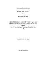 Một số đặc điểm dịch tễ và hiệu quả can thiệp cộng đồng phòng chống bệnh sốt xuất huyết dengue tại hai huyện, tỉnh bến tre 