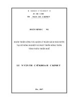 Hoàn thiện công tác quản lý ngân sách nhà nước tại sở nông nghiệp và phát triển nông thôn tỉnh thừa thiên huế 