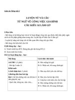 Giáo án Tiếng Việt 2 tuần 13 bài: Luyện từ và câu  Mở rộng vốn từ: từ ngữ về công việc gia đình. Câu kiểu Ai làm gì?